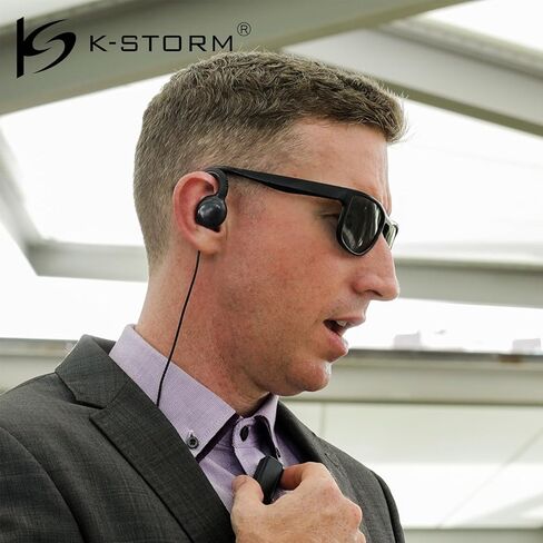 Surveillance Headset C-Ring Earpiece with MIC Compatible Kenwood Walkie Talkie, PU Material, Black in Kuwait