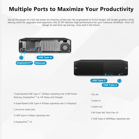 كمبيوتر مكتبي HP Z2 G9 SFF Business Workstation، Intel 20-Core i7-14700K (حتى 5.6 جيجا هرتز)، 64 جيجا DDR5، 2 تيرابايت SSD، DP، Type-C، Wi-Fi، لوحة مفاتيح وماوس سلكية، Windows 11 Pro، كمبيوتر شخصي صغير الحجم عالي الأداء in Kuwait
