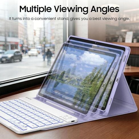 FINTIE Backlit Keyboard Case for Samsung Galaxy Tab S10 Lite/ S10 FE/ S9 FE 5G 10.9 Inch/Tab S9 11 Inch, Detachable 7-Color Backlight Bluetooth Keyboard Protective Stand Cover, Lilac Marble in Kuwait