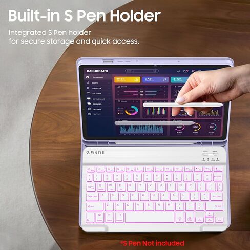 FINTIE Backlit Keyboard Case for Samsung Galaxy Tab S10 Lite/ S10 FE/ S9 FE 5G 10.9 Inch/Tab S9 11 Inch, Detachable 7-Color Backlight Bluetooth Keyboard Protective Stand Cover, Lilac Marble in Kuwait