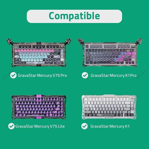 حقيبة حمل لوحة المفاتيح GEEKRIA، متوافقة مع GravaStar Mercury K1/ Mercury K1 Pro/ K1 Lite/ V75 Pro/ V75 Lite/ V75 HE/ V75 Pro HE، حافظة بديلة للسفر بغطاء صلب EVA (رمادي داكن) in Kuwait