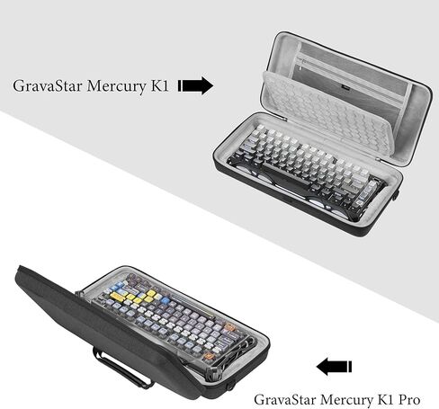 حقيبة حمل لوحة المفاتيح GEEKRIA، متوافقة مع GravaStar Mercury K1/ Mercury K1 Pro/ K1 Lite/ V75 Pro/ V75 Lite/ V75 HE/ V75 Pro HE، حافظة بديلة للسفر بغطاء صلب EVA (رمادي داكن) in Kuwait