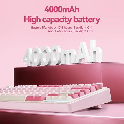 AULA F75 Wireless Keyboard, 75% Gaming Keyboard Hot Swappable with Creamy Sound,Bluetooth/2.4GHz/USB-C,Custom RGB Mechanical Keyboard for PC Gamer - Pink in Kuwait