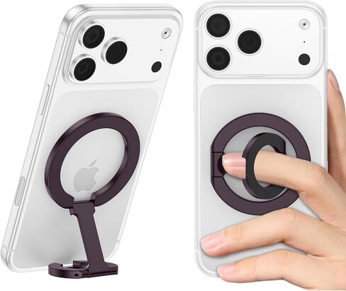 حامل حلقي للهاتف Samsung S26 لهاتف MagSafe iphone17، مقبض هاتف خلوي مغناطيسي بحلقة إصبع للهاتف وحامل حلقي لهاتف Samsung A17 iPhone 16 15 ملحقات Mag Car Mounts، أسود in Kuwait