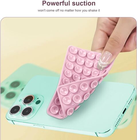 Phone Sticky Grip, 2 Pack Silicone Suction Phone Case Mount,Non Slip Sticky Grips for Mirrors & Tiles, Phone Sticky Grip for Content Creators, Makeup, Cooking & Video Recording in Kuwait