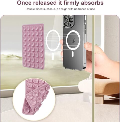 Phone Sticky Grip, 2 Pack Silicone Suction Phone Case Mount,Non Slip Sticky Grips for Mirrors & Tiles, Phone Sticky Grip for Content Creators, Makeup, Cooking & Video Recording in Kuwait