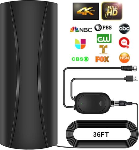 3000+ Miles TV Antenna Indoor, 360° Reception Digital Antenna for Smart TV and Old TVs, HD Antenna for Local Channels with Amplifier Signal Booster Support 4K 8K 1080p -38ft Thick Coaxial Cable in Kuwait