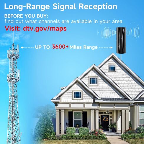 3000+ Miles TV Antenna Indoor, 360° Reception Digital Antenna for Smart TV and Old TVs, HD Antenna for Local Channels with Amplifier Signal Booster Support 4K 8K 1080p -38ft Thick Coaxial Cable in Kuwait