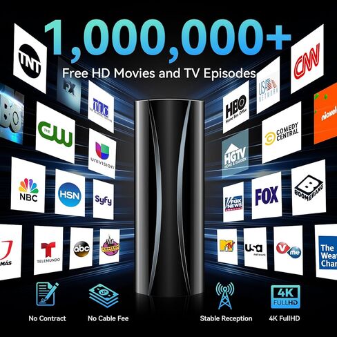 3000+ Miles TV Antenna Indoor, 360° Reception Digital Antenna for Smart TV and Old TVs, HD Antenna for Local Channels with Amplifier Signal Booster Support 4K 8K 1080p -38ft Thick Coaxial Cable in Kuwait