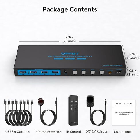 8K @ 60 هرتز Displayport KVM Switch 1 شاشة 4 أجهزة كمبيوتر 4K144 هرتز USB3.0 KVM Switch شاشة واحدة لـ 4 أجهزة كمبيوتر مشاركة شاشة واحدة و4 أجهزة USB تدعم الوضع الممتد/النسخ مع وحدة تحكم سطح المكتب in Kuwait