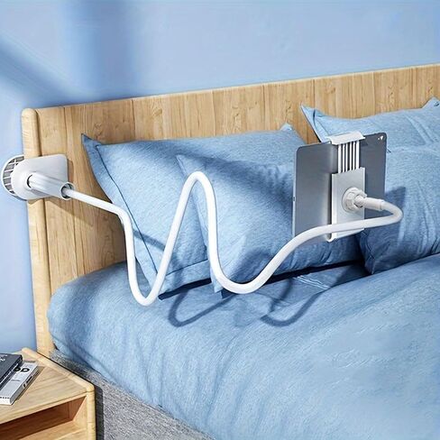 1PCS Tablet and Smartphone Stand 360 Degree Rotating Spiral Base Flexible Arm for Bedside Hands Free Viewing, Desk, Travel, White in Kuwait
