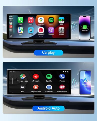 11.26'' Portable Carplay Screen for Car with 4K Dash Cam & 1080P Backup Camera, Wireless A-pple Carplay & Android Auto in Cell Touchscreen Bluetooth Smart Car Screen, Navigation/Mirror Link/Siri/FM in Kuwait