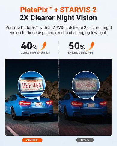 【الحزمة: كاميرا Dash Cam Vantrue New N4S(RC18) + بطاقة microSD سعة 256 جيجابايت + مجموعة أسلاك صلبة】 STARVIS 2، PlatePix™، 2.7K+1440P+1440 كاميرا أمامية وخلفية داخلية، وضع انتظار مخزّن على مدار الساعة طوال أيام الأسبوع، تدعم 1 تيرابايت كحد أقصى in Kuwait
