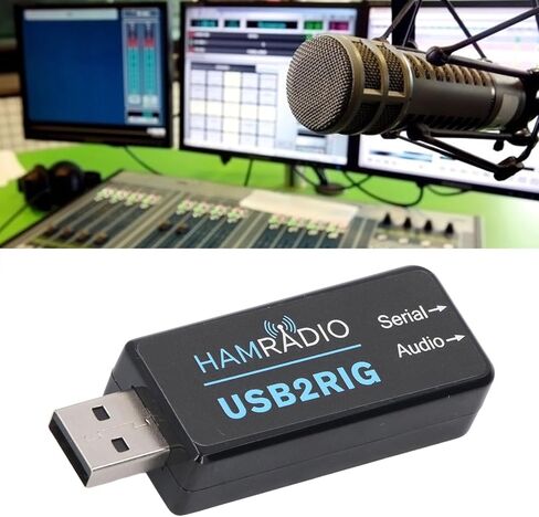 USB Sound Adapter, Dual 3.5mm Jack to USB Compact External Sound Card with Serial Port PTT Control, Video Accessories for Radio Equipment in Kuwait