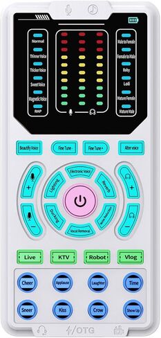 Voice Changer, Portable Sound Card with 15 Voice Modes, 10 Level Sound Tuning, Noise Reduction Technology, for Live Streaming, Gaming, Karaoke on Phone, Laptop, Computer in Kuwait