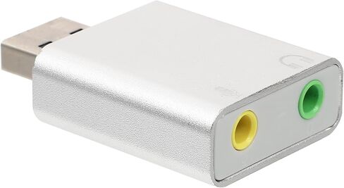 Aluminum 7.1 USB Audio Adapter External Sound Card with Headphone and Microphone Jack Drive-Free Stereo Audio for Laptop PC Live Streaming Silver in Kuwait