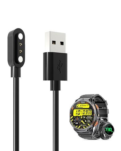 [عبوتان] لشاحن الساعات الذكية العسكرية Haulvean مقاس 1.85 بوصة، كابل شحن USB بديل مغناطيسي متوافق مع ملحقات الساعات الذكية Haulvean مقاس 1.85 بوصة (أسود) in Kuwait