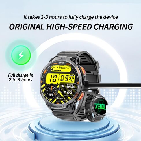 [عبوتان] لشاحن الساعات الذكية العسكرية Haulvean مقاس 1.85 بوصة، كابل شحن USB بديل مغناطيسي متوافق مع ملحقات الساعات الذكية Haulvean مقاس 1.85 بوصة (أسود) in Kuwait