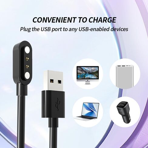 [عبوتان] لشاحن الساعات الذكية العسكرية Haulvean مقاس 1.85 بوصة، كابل شحن USB بديل مغناطيسي متوافق مع ملحقات الساعات الذكية Haulvean مقاس 1.85 بوصة (أسود) in Kuwait