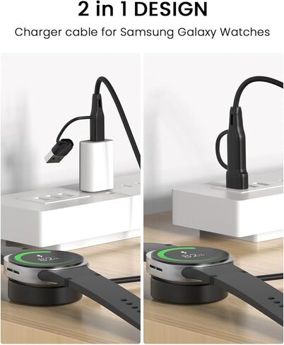 2 in 1 Charger for Samsung Galaxy Watch 8/8 Classic/7/Ultra 3.3Ft USB C/A Replacement Charging Cable for Galaxy Watch FE/6/6 Classic/5 Pro/5/4/4 Classic/3/Active 2/Active Charging Dock in Kuwait