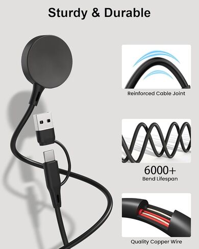 2 in 1 Charger for Samsung Galaxy Watch 8/8 Classic/7/Ultra 3.3Ft USB C/A Replacement Charging Cable for Galaxy Watch FE/6/6 Classic/5 Pro/5/4/4 Classic/3/Active 2/Active Charging Dock in Kuwait