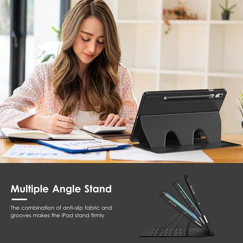 VIKESI Case for Samsung Galaxy Tab S10 Lite / S10 FE 10.9-Inch,Multiple Angles Stand Cover,Soft Back,Pencil Holder,and Auto Sleep/Wake,Black in Saudi Arabia