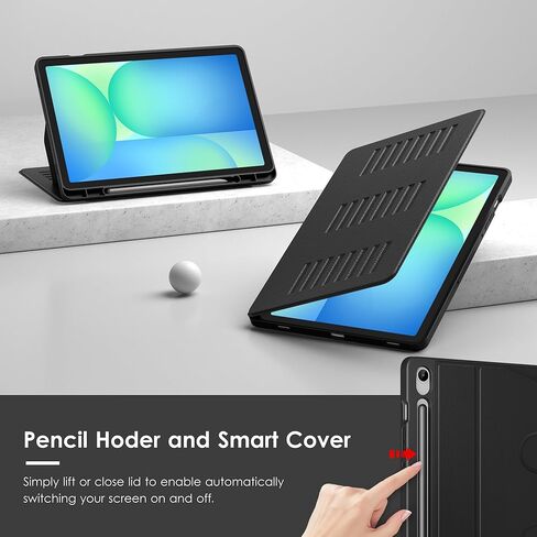 VIKESI Case for Samsung Galaxy Tab S10 Lite / S10 FE 10.9-Inch,Multiple Angles Stand Cover,Soft Back,Pencil Holder,and Auto Sleep/Wake,Black in Saudi Arabia