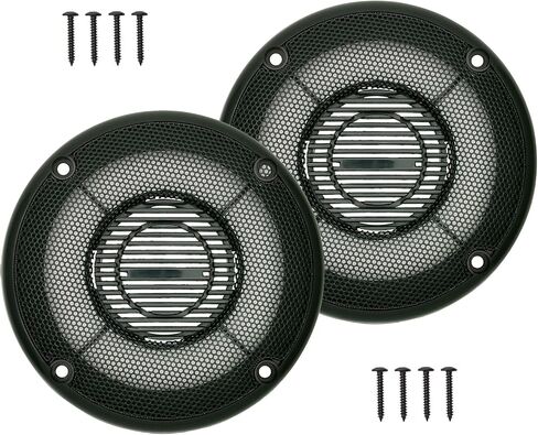 amooma 4" Speaker Grill Covers, One Piece Design Speaker Subwoofer Guard Protector, ABS Plastic Frame with Metal Mesh, Black - 2Pcs in Kuwait