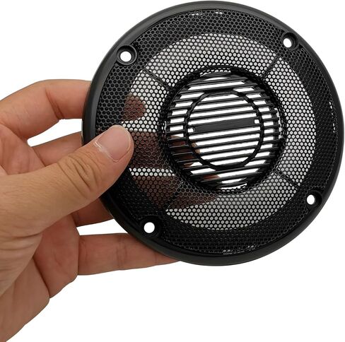 amooma 4" Speaker Grill Covers, One Piece Design Speaker Subwoofer Guard Protector, ABS Plastic Frame with Metal Mesh, Black - 2Pcs in Kuwait