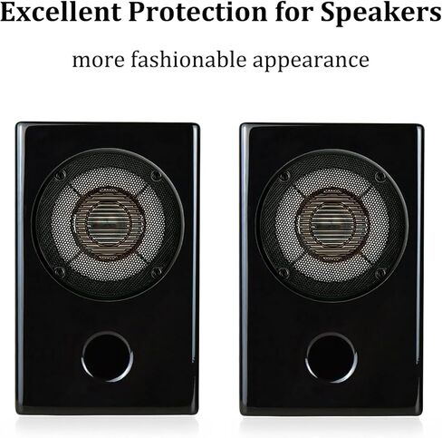 amooma 4" Speaker Grill Covers, One Piece Design Speaker Subwoofer Guard Protector, ABS Plastic Frame with Metal Mesh, Black - 2Pcs in Kuwait