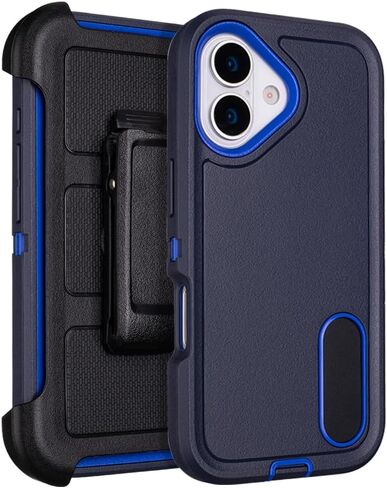 for Phone Case iPhone 16 Case with Belt Clip Holster, Rugged Protective for Outdoor Adventures, Military-Grade Shockproof Cover with Clip Kickstand, Dustproof Port Protection (Black Orange) in Saudi Arabia