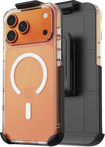 Nakedcelllphone Combo for iPhone 17 Pro Max Phone Case, Anti-Shock Case and Belt Clip Holster Holder (Compatible with MagSafe) - Clear in Kuwait