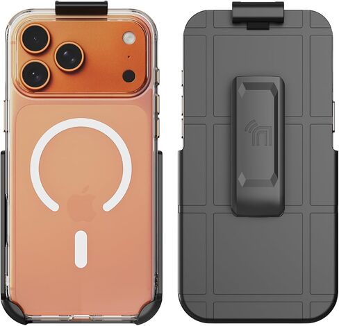 Nakedcelllphone Combo for iPhone 17 Pro Max Phone Case, Anti-Shock Case and Belt Clip Holster Holder (Compatible with MagSafe) - Clear in Kuwait