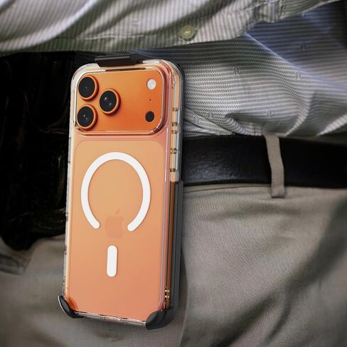 Nakedcelllphone Combo for iPhone 17 Pro Max Phone Case, Anti-Shock Case and Belt Clip Holster Holder (Compatible with MagSafe) - Clear in Kuwait