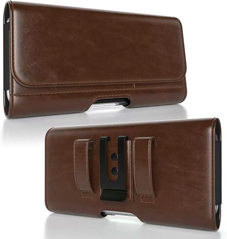 Magnetic Closure Holster for Samsung Galaxy S26, S25, S24, S23, S22, S21, S20 - Leather Belt Case with Metal Belt Clip & Card Holder, Premium Pouch (Fits Slim/Regular Case) in Kuwait