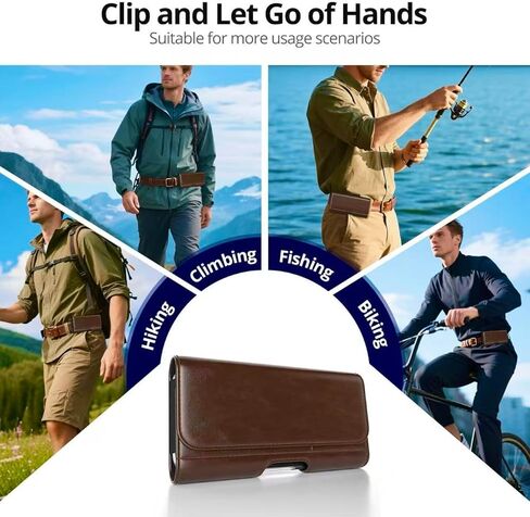 Magnetic Closure Holster for Samsung Galaxy S26, S25, S24, S23, S22, S21, S20 - Leather Belt Case with Metal Belt Clip & Card Holder, Premium Pouch (Fits Slim/Regular Case) in Kuwait