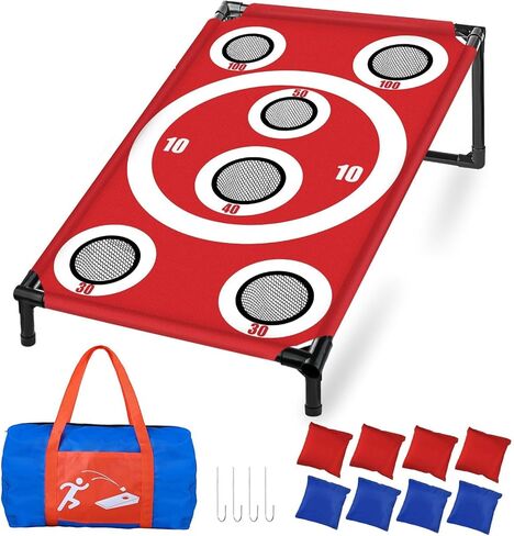 NZQXJXZ Cornhole Board Set with 8 Bean Bags 3x2 Ft Corn Hole Games Portable Cornhole Set for Indoor and Outdoor Ideal for Kids, Adults, Camping,Travel,Beach, Yard in Saudi Arabia