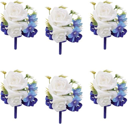 Meldel Champagne Boutonniere لحفلات الزفاف للرجال، مجموعة من 6 قطع، عريس وأفضل رجل لحفلات الزفاف والذكرى السنوية وحفلات العشاء الرسمية وحفلات الزفاف الريفية في الخريف in Kuwait