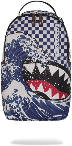 Sprayground Ichimatsu Moyo Camokawa Shark Backpack, Blue, Japanese Checkered Camo Pattern in Kuwait