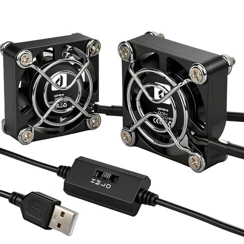 upHere U40 2 Pack 40mm USB Mini Fan، 40mm x 10mm مروحة تبريد USB صغيرة هادئة 3 تحكم في السرعة لحالة الكمبيوتر، جهاز التوجيه، VR، خوذة اللحام in Kuwait