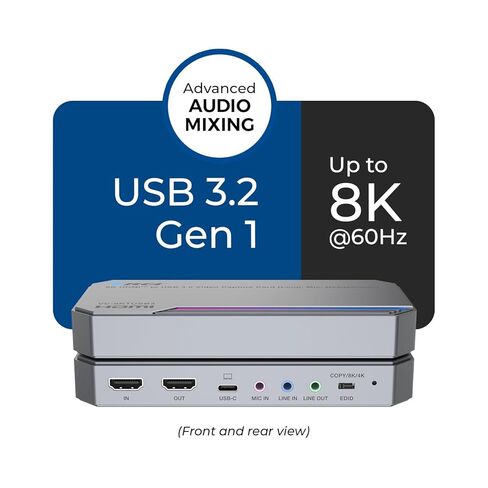 بطاقة التقاط HDMI OREI 4K@60 هرتز للبث، بطاقة التقاط USB 3.0 HDMI إلى USB مع دعم إدخال 8K@60 هرتز، بطاقة التقاط فيديو 4K@60 إطارًا في الثانية، التوصيل والتشغيل لـ OBS، الكمبيوتر الشخصي، Mac، Linux in Kuwait