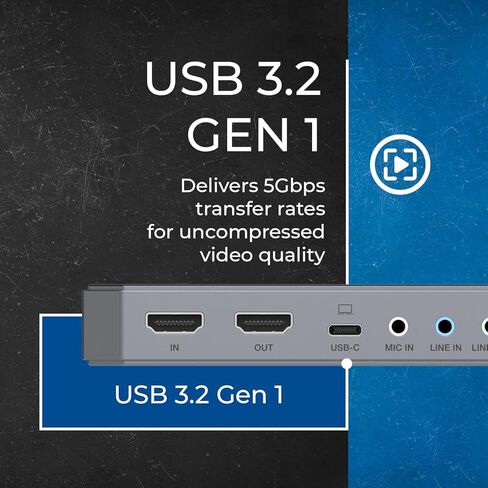 بطاقة التقاط HDMI OREI 4K@60 هرتز للبث، بطاقة التقاط USB 3.0 HDMI إلى USB مع دعم إدخال 8K@60 هرتز، بطاقة التقاط فيديو 4K@60 إطارًا في الثانية، التوصيل والتشغيل لـ OBS، الكمبيوتر الشخصي، Mac، Linux in Kuwait