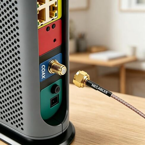 NECABLES 6 بوصة كابل محوري قصير سلك محوري مرن RG179 75 أوم ذهبي F-Type ذكر إلى ذكر للتلفزيون والإنترنت والهوائي in Kuwait