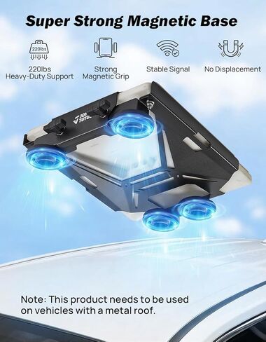 حامل سيارة مغناطيسي من JOYTUTUS لـ Starlink Mini 200 رطل شديد التحمل، إطلاق سريع لسيارات RVs وUTVs وSUV والقارب والشاحنة مع أشرطة سوداء in Kuwait
