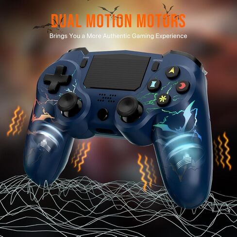 Wireless Controller for PS4, 2 Pack LED Controller for PS4 with 5 Lights Mode/USB C Charge Cable/Touchpad Turbo/Dual Motors/6-Axis Gyro/3.5mm Audio Jack, Bats-Shape Light Design Control for PS4 in Kuwait