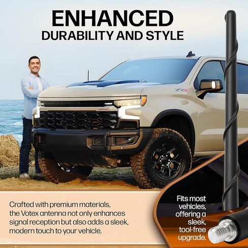 هوائي Votex 8 بوصة يناسب Jeep Wrangler JK/JL Gladiator (2007-2024) هوائي مطاطي قصير - خيوط الولايات المتحدة الأمريكية - مقاوم لغسيل السيارات - ملف نحاسي داخلي in Kuwait