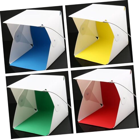 20cm Mini Folding Photo Light Box Tent Kit with Dual LED Strips, Portable Softbox with 6 Color Backdrops for Product Photography and Studio Shooting in Kuwait