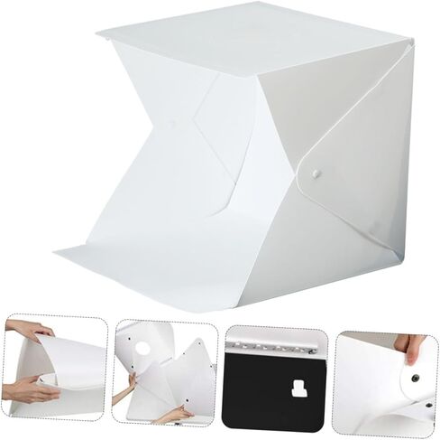 20cm Mini Folding Photo Light Box Tent Kit with Dual LED Strips, Portable Softbox with 6 Color Backdrops for Product Photography and Studio Shooting in Kuwait