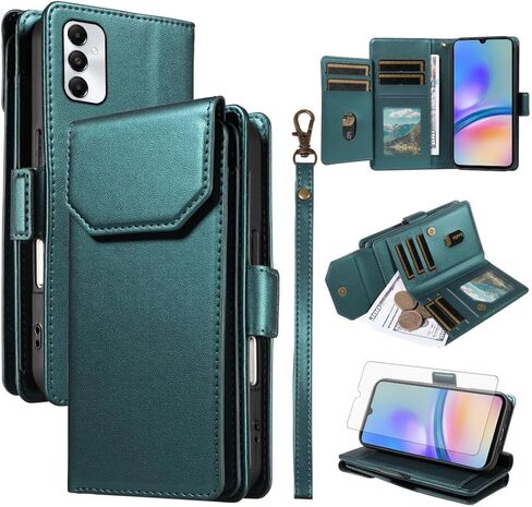 Asuwish Phone Case for Samsung Galaxy A05s/A05 Cell Wallet Cover with Tempered Glass Screen Protector Flip Credit Card Holder Slot Stand Ao5s Ao5 A 05s 05 Women Men Folio Purse Lanyard Wrist Red in Saudi Arabia