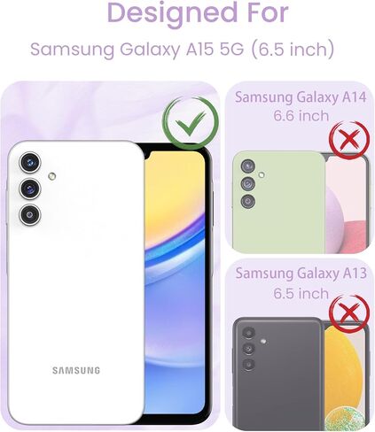 for Samsung Galaxy A15 5G Case+Tempered Glass Screen Protector, [Military Grade Protective] Slim Shockproof Matte Skin-Friendly Feeling Full Body Protective Cover for Galaxy A15 5G-Purple in Kuwait